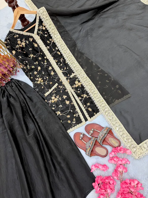 Black_Fendi_Silk_Embroidered_Anarkali_Suit_Set_For_Women
