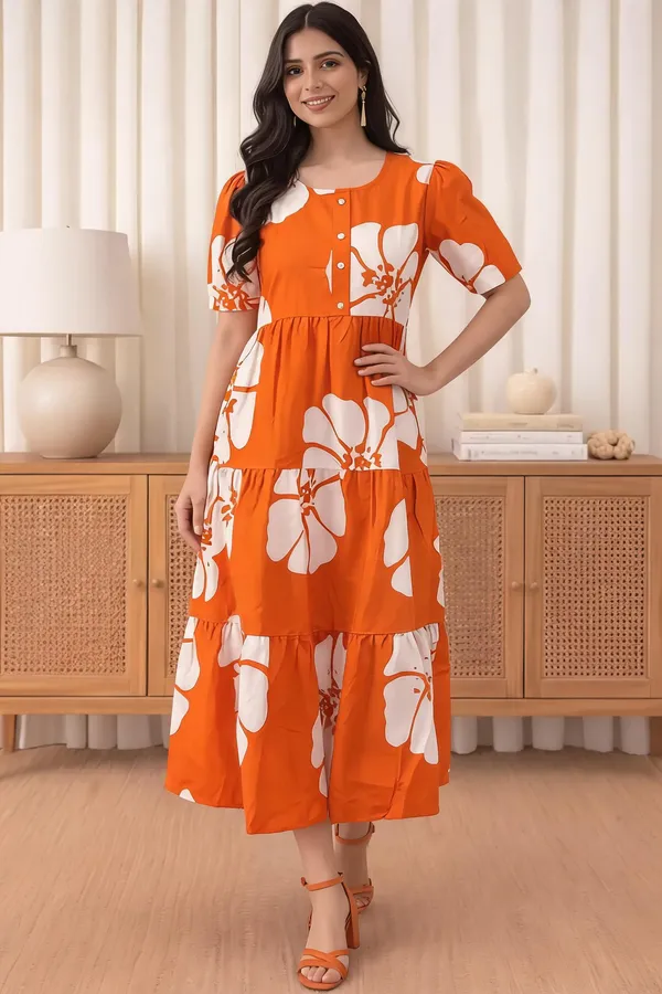 Orange_Georgette_One_Piece_For_Women