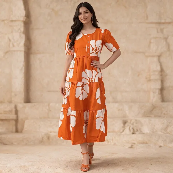 Orange_Georgette_One_Piece_For_Women