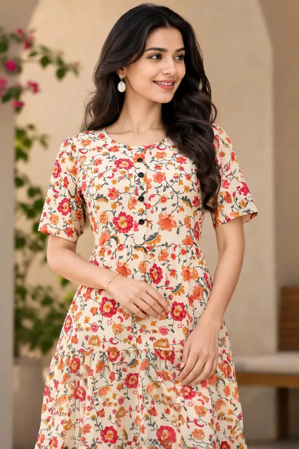 Beige_Georgette_One_Piece_For_Women