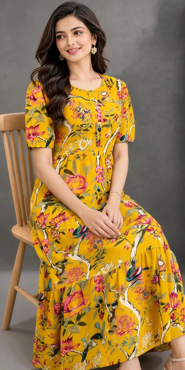 Yellow_Georgette_One_Piece_For_Women