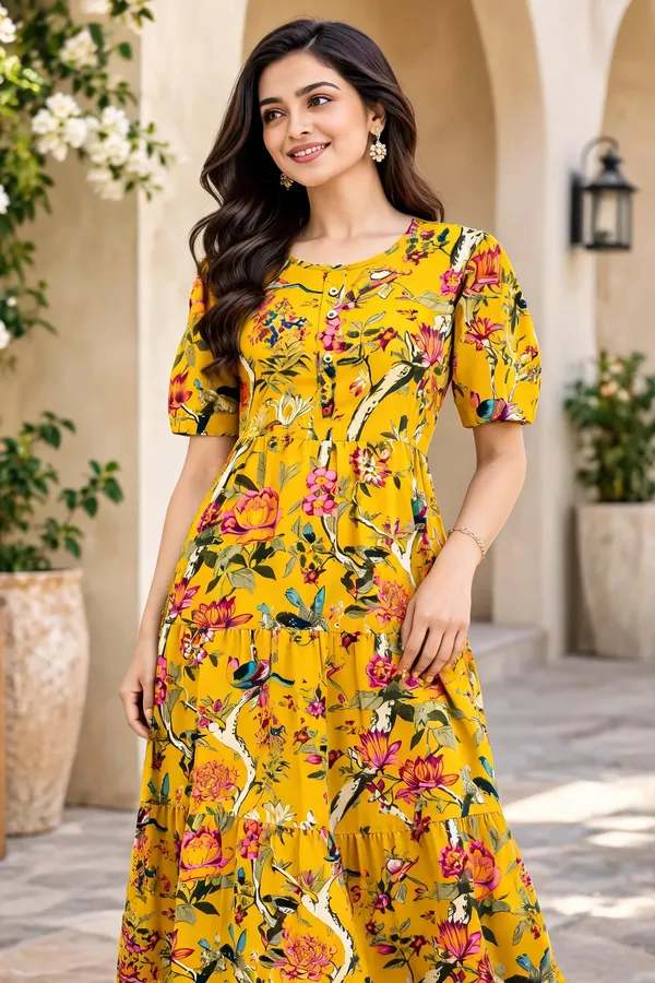 Yellow_Georgette_One_Piece_For_Women