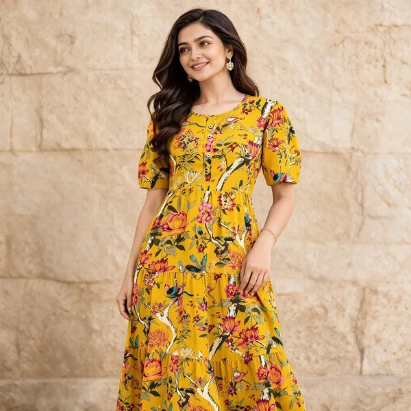 Yellow_Georgette_One_Piece_For_Women