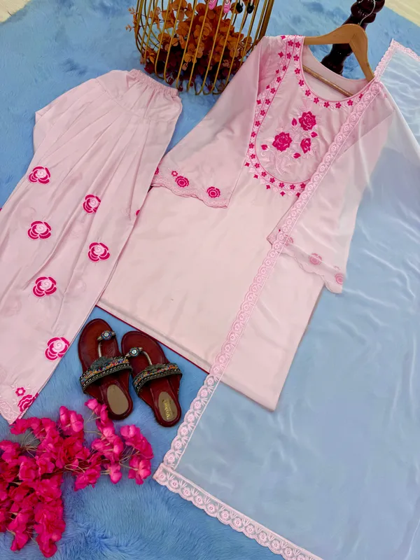 Pink_Floral_Print_Straight_Kurta_Set_for_Women