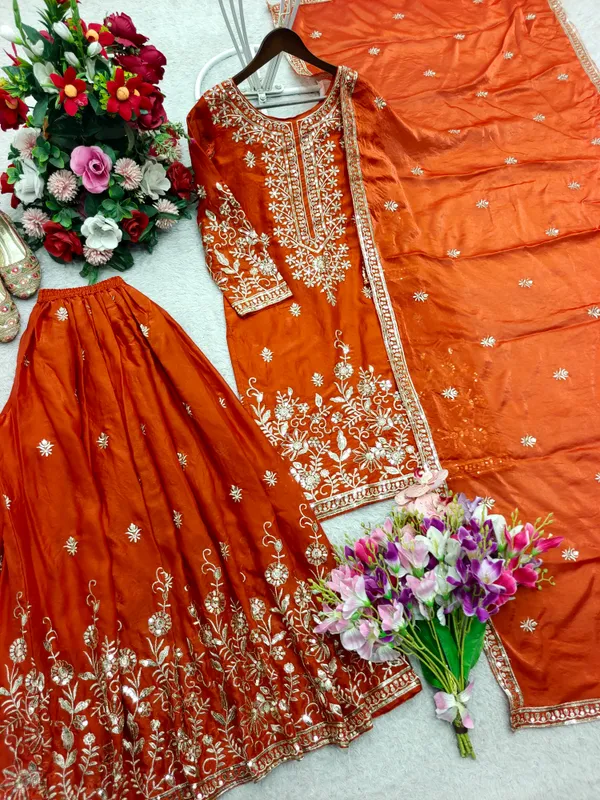 Orange_Embroidered_Ethnic_Suit_Set_for_Women
