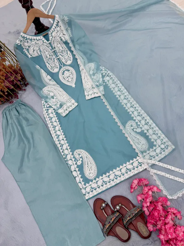 Blue_Embroidered_Straight_Kurta_Set_For_Women