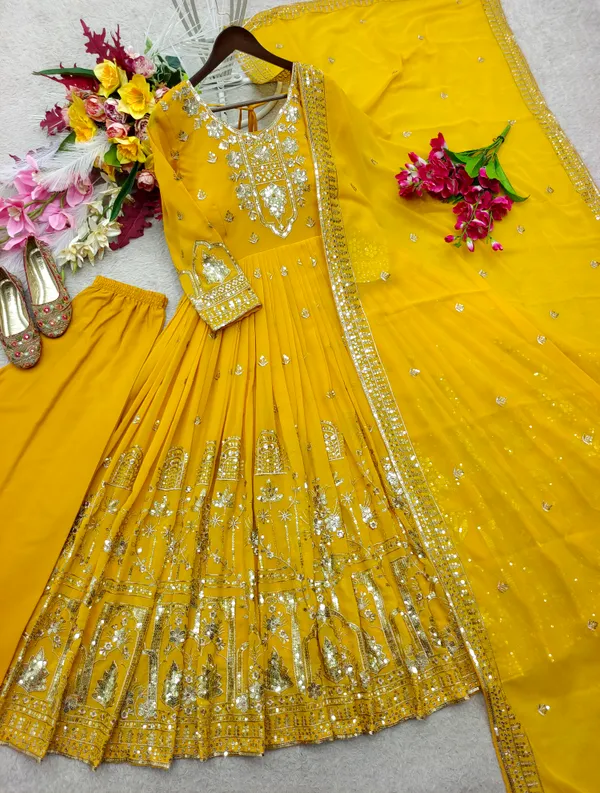 Yellow_Embroidered_Anarkali_Suit_Set_for_Women