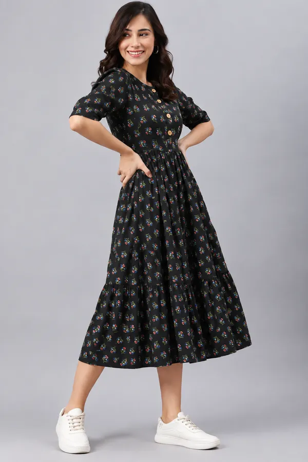 Black_Floral_Print_Fit_And_Flare_Dress_for_Women