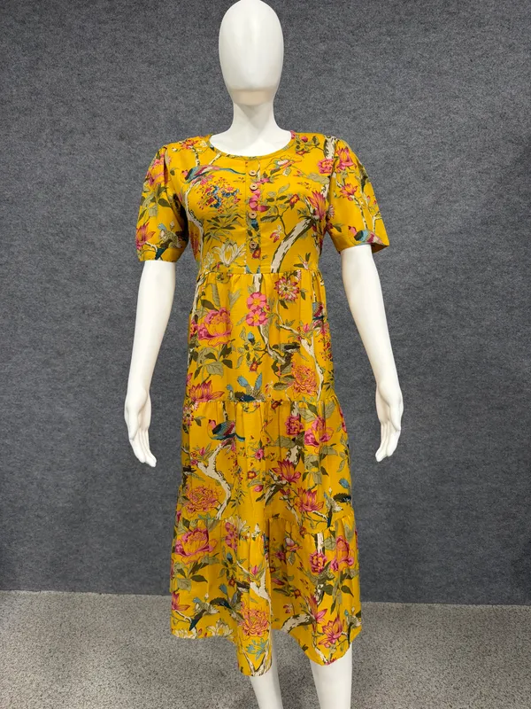 Yellow_Floral_Print_Fit_And_Flare_Dress_for_Women