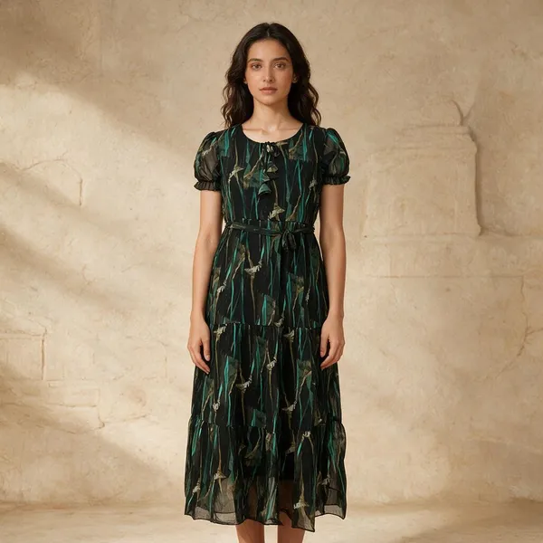 Green_Georgette_Printed_Puff_Sleeve_Maxi_Dress_For_Women
