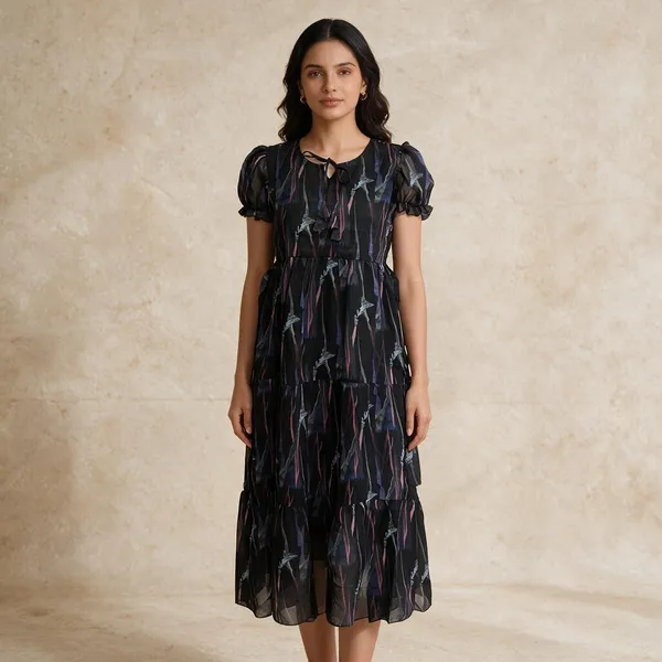 Black_Georgette_Printed_Tiered_Maxi_Dress_For_Women