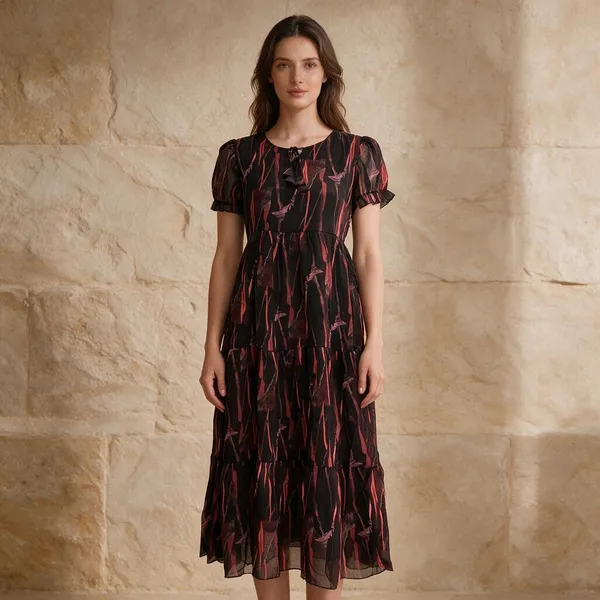 Black_Georgette_Printed_A-Line_Midi_Dress_For_Women