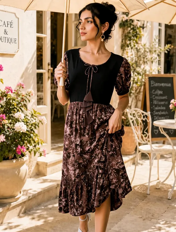 Brown_Georgette_One_Piece_For_Women