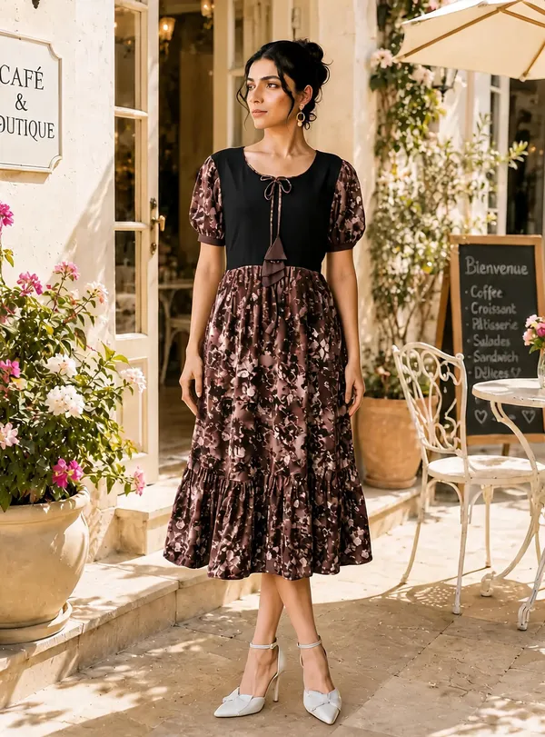 Brown_Georgette_One_Piece_For_Women