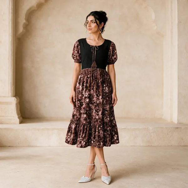 Brown_Georgette_One_Piece_For_Women