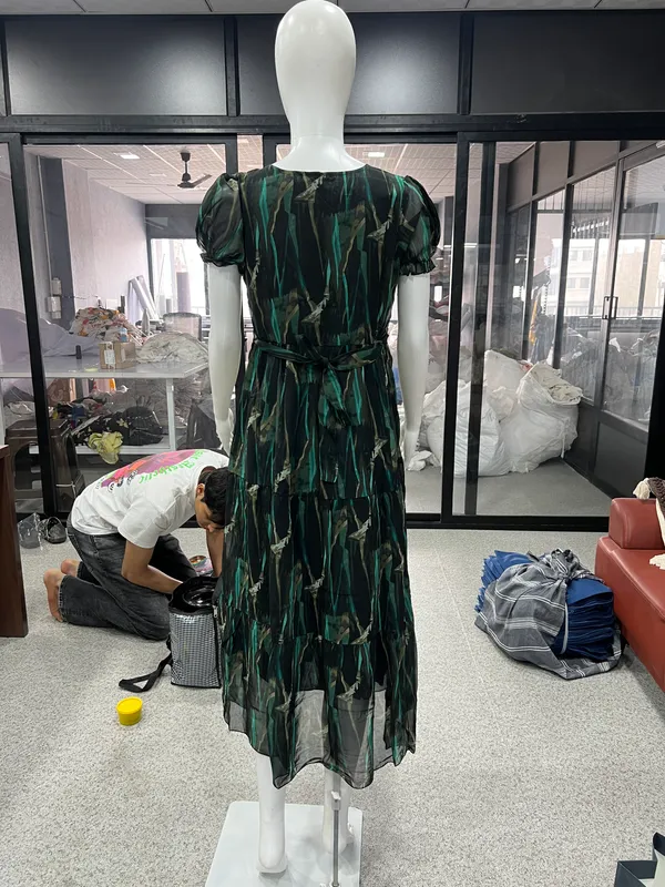 Green_Georgette_Printed_Puff_Sleeve_Maxi_Dress_For_Women