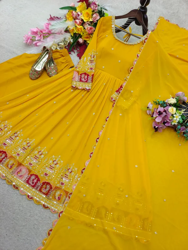 Yellow_Embroidered_Anarkali_Suit_Set_For_Women