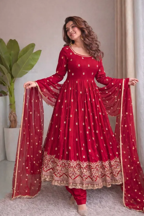 Maroon_Embroidered_Anarkali_Suit_Set_for_Women