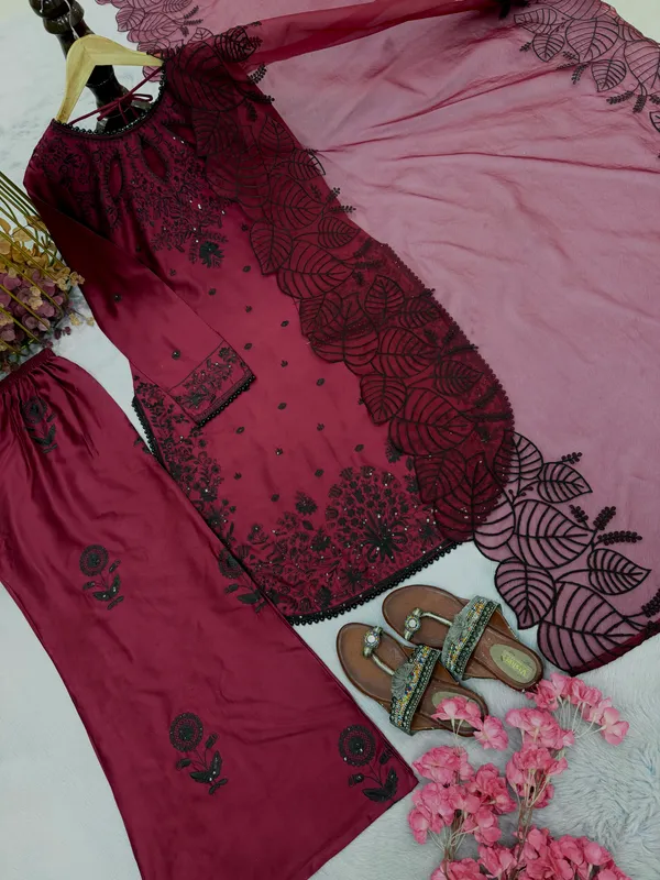 Wine_Embroidered_Straight_Kurta_Set_for_Women
