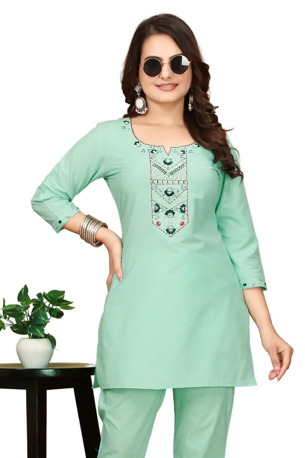 Mint_Green_Embellished_Kurta_Pant_Set_for_Women