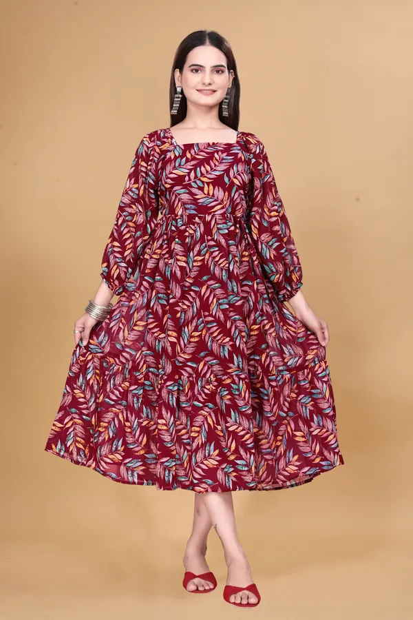 Maroon_Printed_Fit_And_Flare_Dress_for_Women