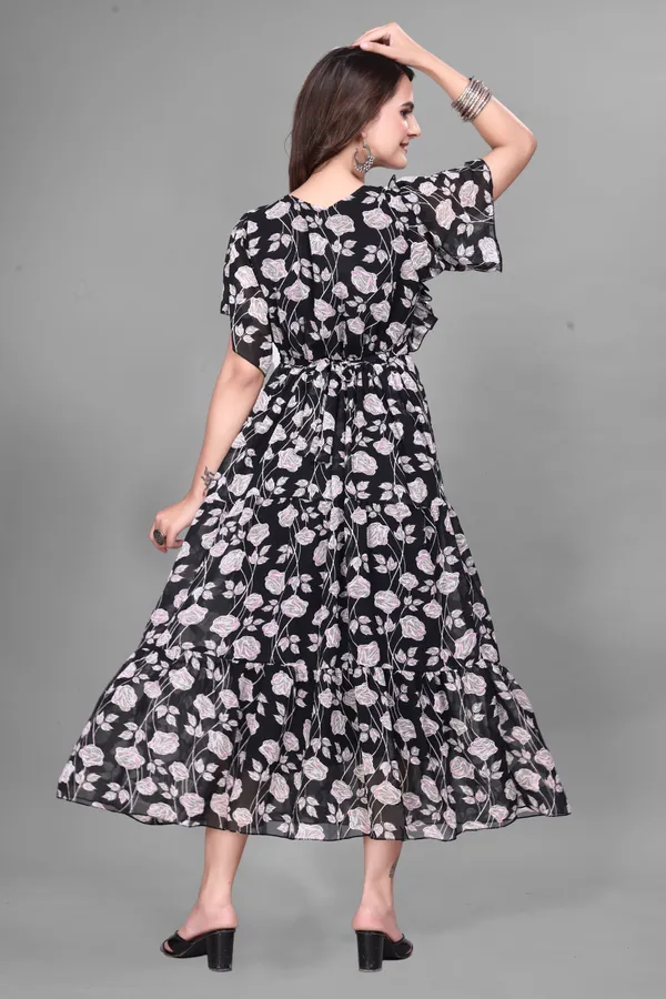 Black_Georgette_Floral_Fit_And_Flare_Dress_For_Women