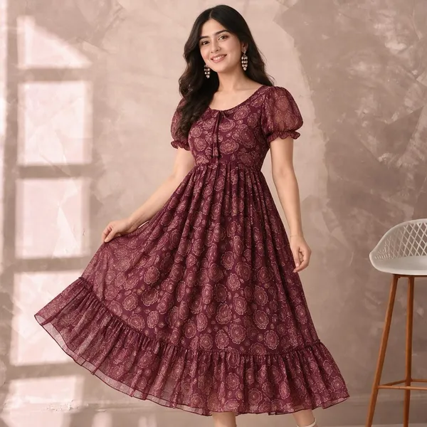 Maroon_Georgette_Floral_Print_Fit_And_Flare_Midi_Dress_For_Women