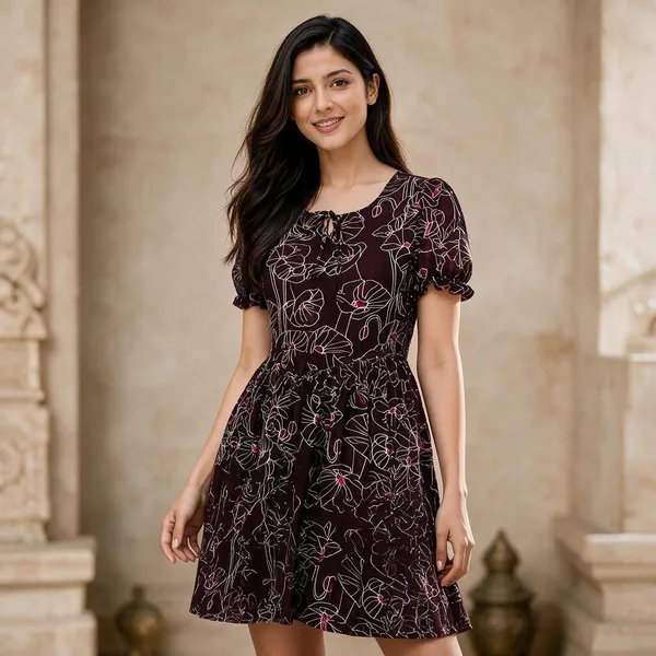 Maroon_Georgette_One_Piece_For_Women