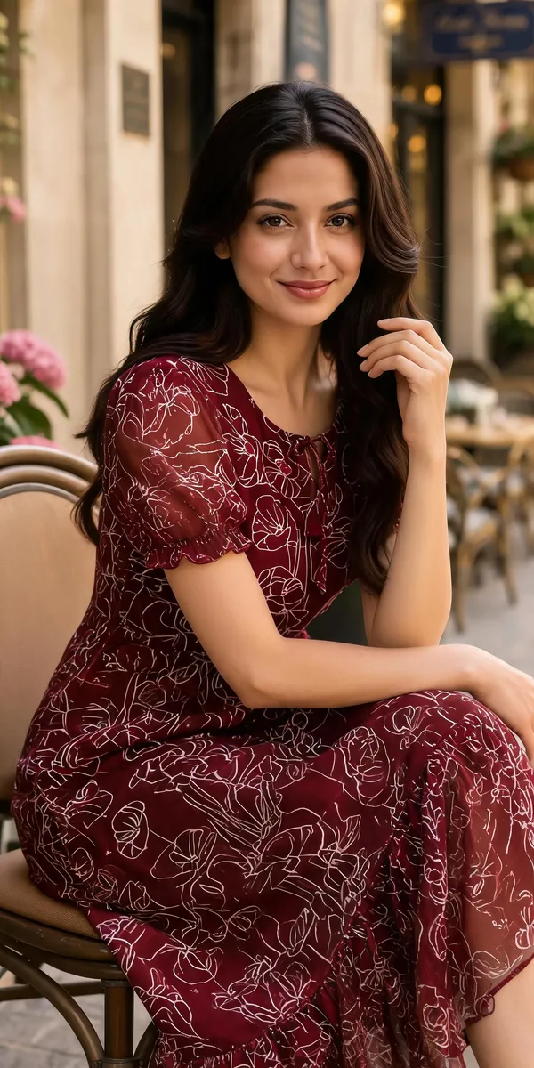 Burgundy_Georgette_One_Piece_For_Women