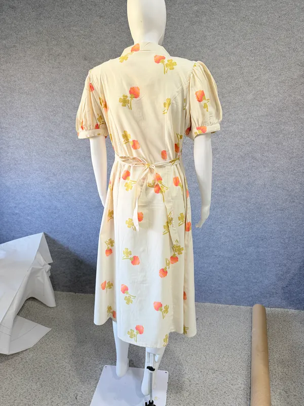 Cream_Floral_Puff_Sleeve_Midi_Dress_for_Women