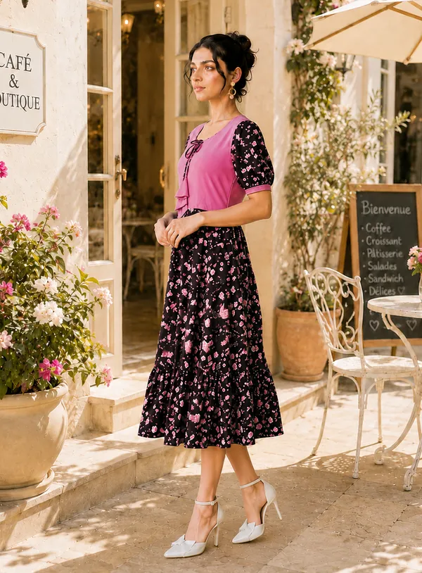 Pink_Floral_Fit_And_Flare_Dress_For_Women