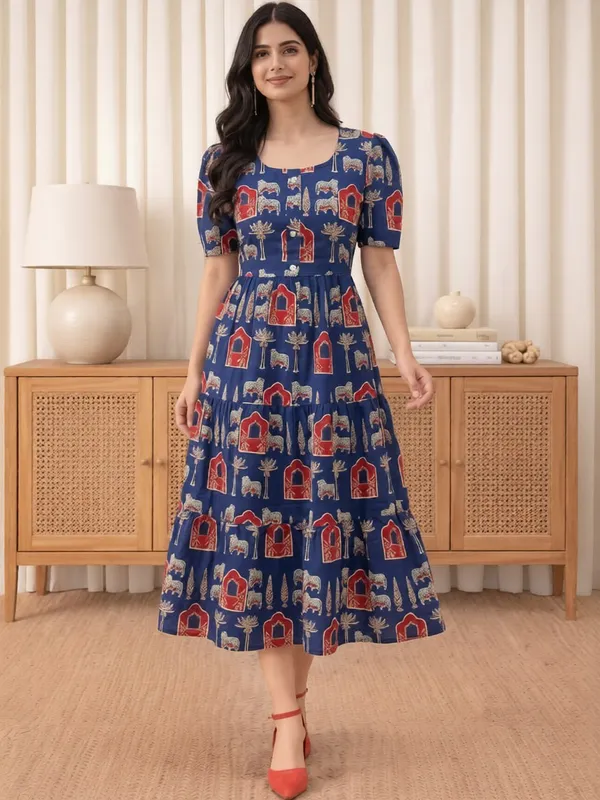 Blue_Printed_Fit_And_Flare_Dress_for_Women