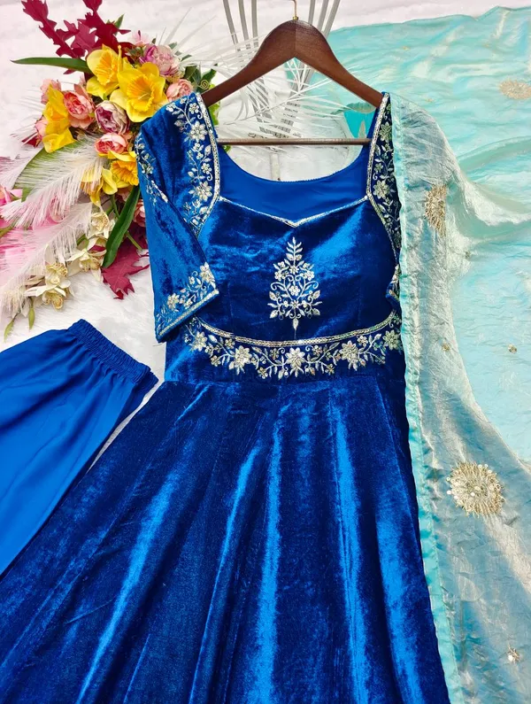 Navy_Blue_Velvet_Anarkali_Suit_Set_for_Women