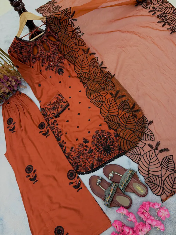 Orange_Embroidered_Kurta_Set_With_Dupatta_for_Women