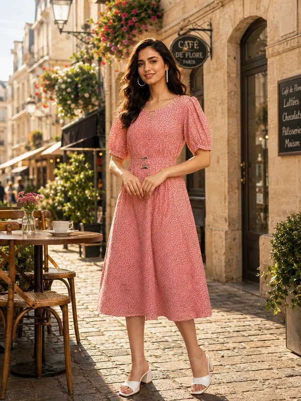 Pink_Printed_Puff_Sleeve_Midi_Dress_for_Women