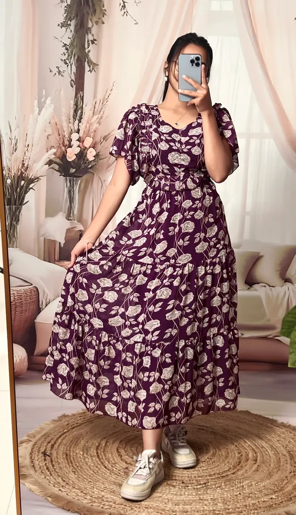 Maroon_Georgette_Floral_Fit_And_Flare_Dress_For_Women