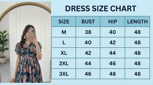 Teal_Floral_Printed_Fit_And_Flare_Dress_for_Women