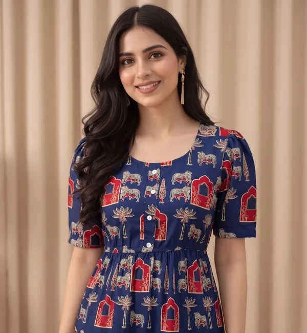 Blue_Printed_Fit_And_Flare_Dress_for_Women