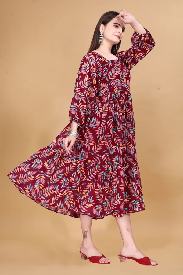 Maroon_Printed_Fit_And_Flare_Dress_for_Women