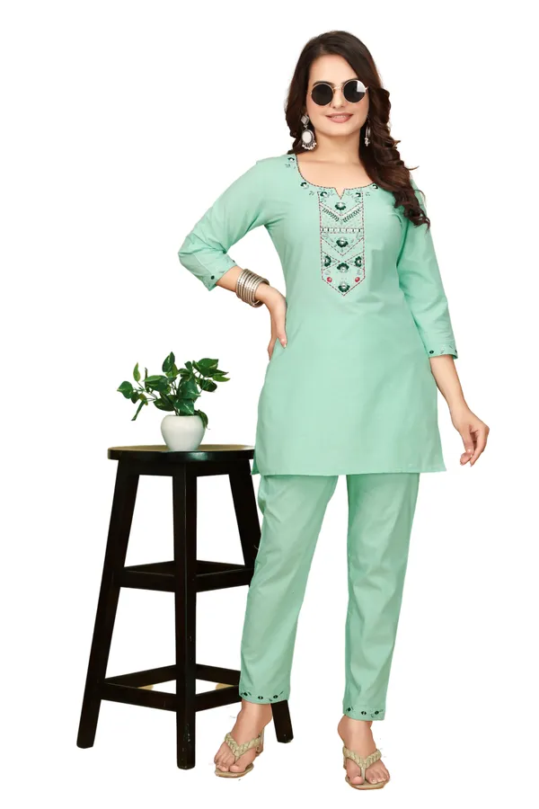Mint_Green_Embellished_Kurta_Pant_Set_for_Women