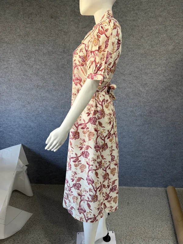 Ivory_Georgette_Floral_Print_Collared_Midi_Dress_For_Women