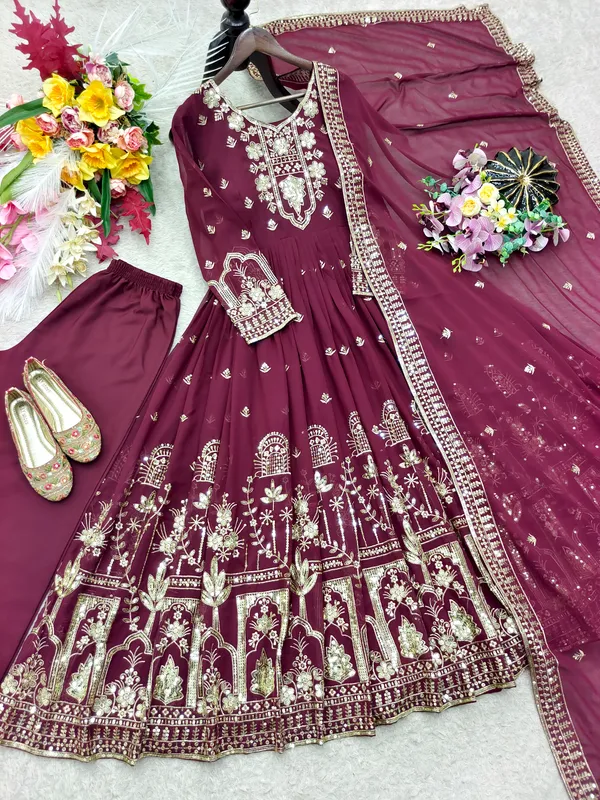 Maroon_Embroidered_Anarkali_Suit_Set_for_Women