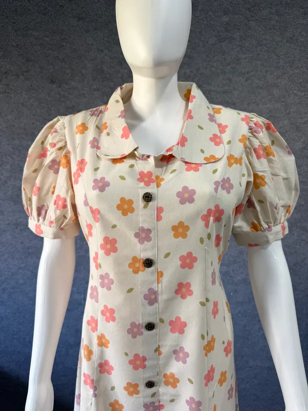 Cream_Floral_Print_Puff_Sleeve_Dress_for_Women
