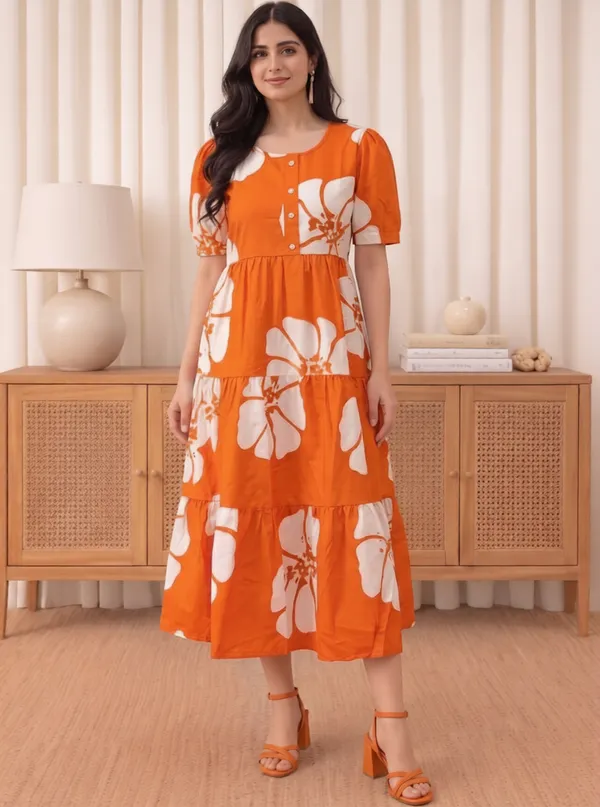Orange_Floral_Print_Fit_And_Flare_Dress_for_Women