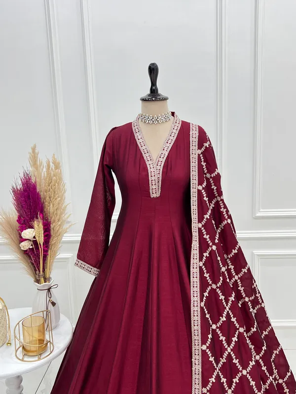 Maroon_Anarkali_Kurta_Dupatta_Set_for_Women