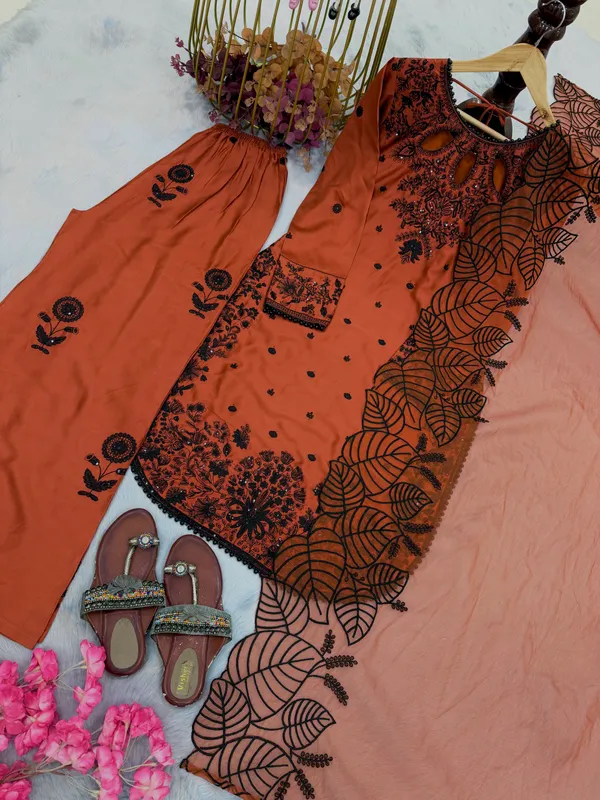 Orange_Embroidered_Kurta_Set_With_Dupatta_for_Women