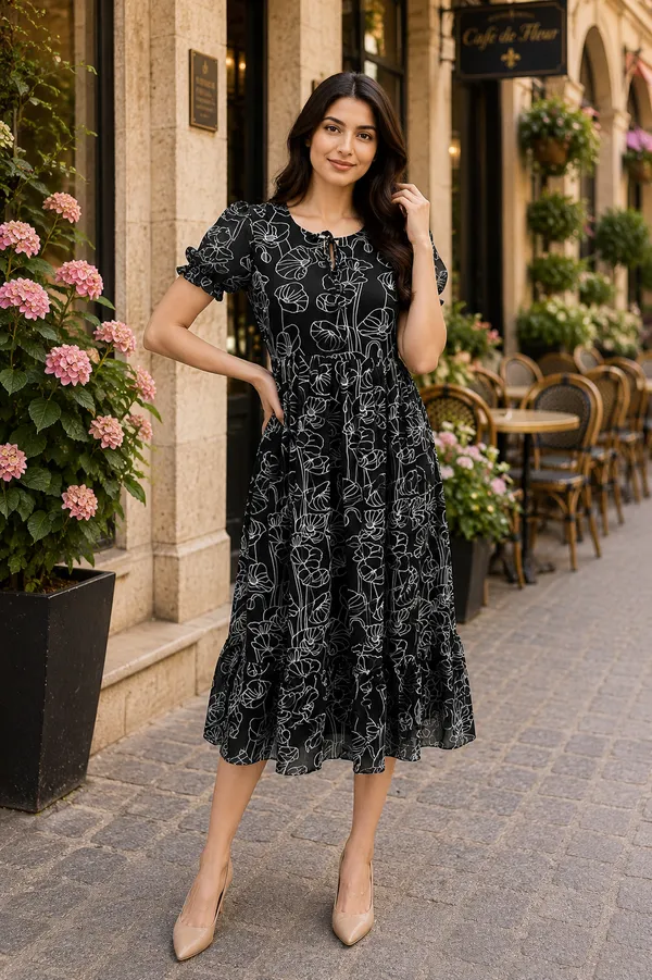Black_Floral_Print_Fit_And_Flare_Dress_for_Women