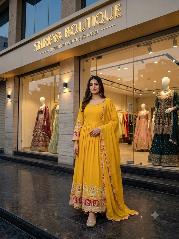 Yellow_Embroidered_Anarkali_Suit_Set_For_Women