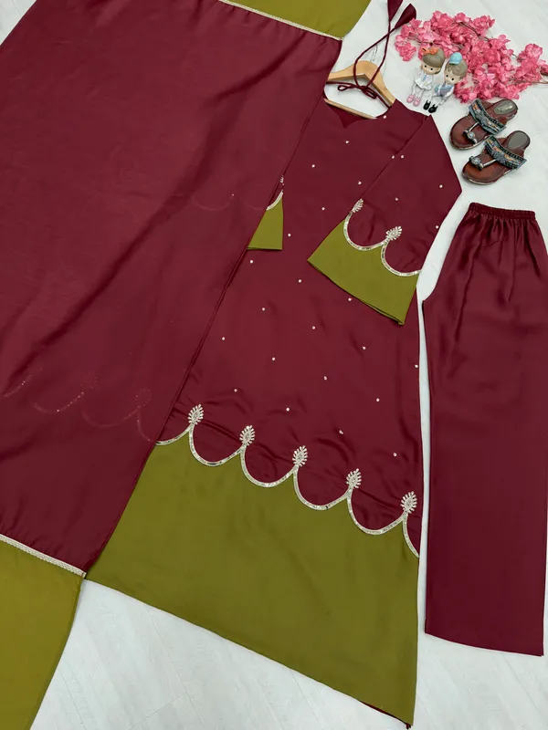 Maroon_Embroidered_Ethnic_Suit_Set_for_Girls