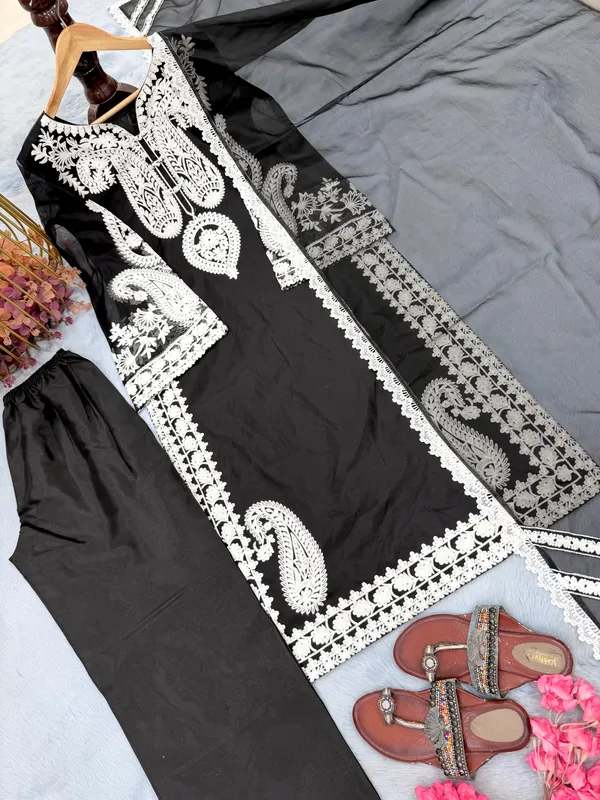 Black_Embroidered_Straight_Kurta_Set_for_Women